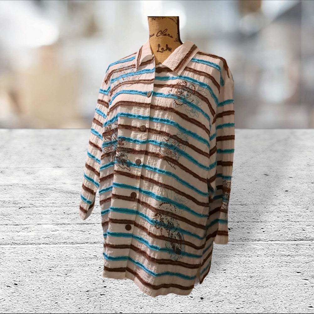 Multiples Button Down Linen Shirt/Jacket Size Xl - image 3